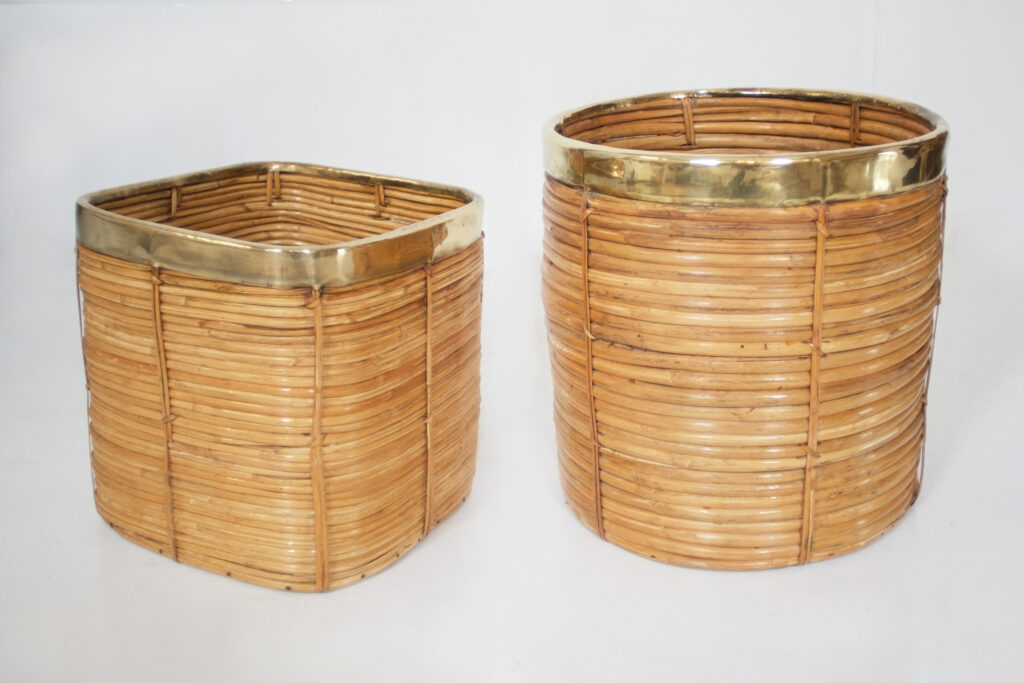 Pair of bamboo baskets
