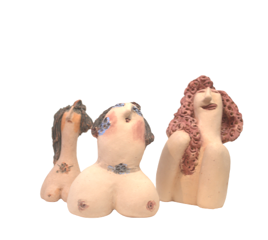 Figurines,  in terracotta of 3  funny ladies